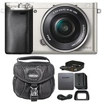 Sony Alpha A6000 Mirrorless Silver Digital Camera + Camera Case