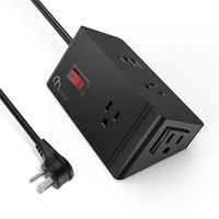 ONSAMRT Power Strip Compact Outlet Extender Wall Charger with 2 USB 1 Type C Port 3 Outlet, Desktop Charging Station with 5 Foot Extension Cord and Switch Control for Home , Travel and Office , Black