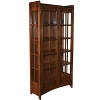 Crafters and Weavers Arts and Crafts Mission Solid Oak China Cabinet