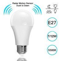 Ruimin 1PC Motion Sensor Light Bulb E27 Base Smart Bulb Radar LED Night Lights Outdoor Motion Sensor Bulb Auto On/Off (7W)