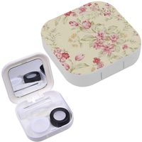 Portable Contact Lens Case Box Travel Kit Mirror + Bottle + Tweezers Container Holder [ Traditional Classic Rose ]
