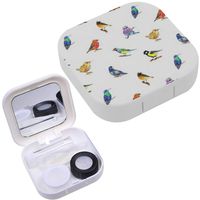 Portable Contact Lens Case Box Travel Kit Mirror + Bottle + Tweezers Container Holder [ Bird ]