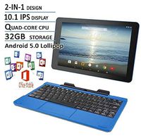 RCA Viking Pro Blue Edition 10 Inch Touchscreen 2 In 1 Tablet Laptop (Quad-Core Processor, 32G storage, Detachable Keyboard, Free Office Moblie APP, IPS Display, Android 5.0)
