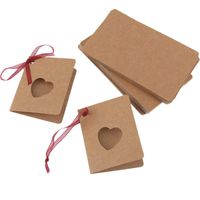 100Pcs Brown Hollow Love Heart Card Tag Kraft Paper Gift Hang Tags with 20 Meter Red String for Wedding Party Decoration Crafts & Price Tags Labels