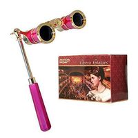 HQRP Opera Glasses Rose/Pink-pearl with Gold Trim w/Crystal Clear Optic (CCO), Extendable Handle