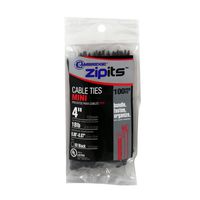 Cambridge Zipits Multi Purpose Cable Ties Zip Ties 4 Inch 18 Lb 100 Pieces Mini/Lightweight Duty UV Black