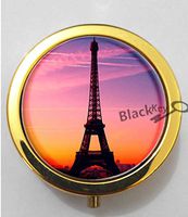 BlackKey Eiffel Tower Paris France Landscape Scenic Spot 3-Compartment Decorative Pocket Gift Box Case Organizer for Pill, Color 2-221