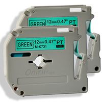 2-Pack Compatible P-Touch M Tape M731 MK731 M-K731 M-731 Label Tape, Replace for P Touch PT-70BM,PT-M95,PT-90,PT-70,PT-65,PT-70SR,PT-85, 1/2 Inch x 26.2 Feet(12mm x 8m),Black on Green