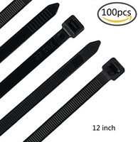12 Inch Heavy Duty Zip Ties with 120 Pounds Tensile Strength, 100 Pieces, Plastic Cable Ties with 0.3 Inch Width, Nylon Wire Wraps in Black and White for Indoor and Outdoor Use, UV Resistant