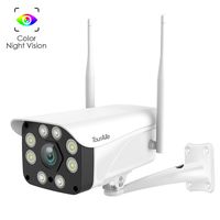 Outdoor Security Camera - TourAlle 1080P WiFi Surveillance Camera with Color Night Vision, Motion Detection Alert, 2-Way Audio, IP66 Waterproof, MicroSD Slot and Cloud Storage, Compatible with Alexa