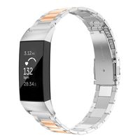 Wearlizer Stainless Steel Band Compatible for Fitbit Charge 3 Bands/Charge 3 SE Women Men,Ultra-Thin Lightweight Replacement Band Strap Wristbands Accessories for Fitbit Charge 3 (Copper+Silver)