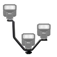 Justsimple Aluminum Alloy V-Bracket 7.48 inch V-Shape Triple 3 Universal Cold Shoe Mount Bracket Compatible for Nikon Canon DSLR Camera Camcorder LED Video Light Flash Microphone Monitor Magic Arm