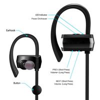 JEI-Men Wireless Bluetooth Earphone with 3D Stereo Anti-Sweat Noise Reduction Headphone Power Display, Voice Requests, Ceramic Antenna (Black)
