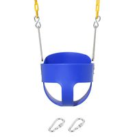 High Back Full Bucket Toddler Swing Seat with Yellow Plastic Coated Swing Chains Fully Assembled Swing Basket with Snap Hook and Triangle Dip Pinch Protection - Heavy-Duty Swing Baby Seat