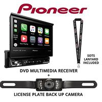 Pioneer AVH-3300NEX 7" Single Din DVD Receiver Apple CarPlay Built in Bluetooth with License Plate Style Backup Camera and a Free SOTS Lanyard