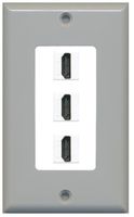 RiteAV - 3 Port HDMI 2.0 Decorative Wall Plate (Gray & White)