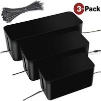 TIMESETL 3Pack Cable Management Box Organizer, Hide Power Strip, Surge Protector Cover, Electric Wires
