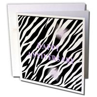 3dRose Happy Anniversary, Light Violet, Zebra Print Greeting Cards, 6" x 6", Set of 6 (gc_80663_1)