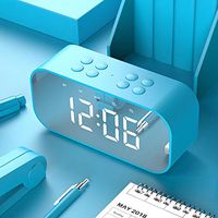 Mini Bluetooth Speakers Portable Wireless, Stylish Mirror Bluetooth Speakers with LED Display Alarm Clock for Beach, Car, Home, Outdoors, Travel, Party-Compatible with iPhone, Samsung and More Blue