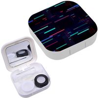 Portable Contact Lens Case Box Travel Kit Mirror + Bottle + Tweezers Container Holder [ Tech Bright Speed ]