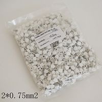 Unique Double Entry Twin Cord End Bootlace Terminal Cars Insulated Ferrules Crimps (White Barrel 0.75mm L-8mm 1000pcs)