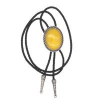 KeCol Adult Western Native American Indian Vintage Agate Bolo Tie Necktie (Light Orange)