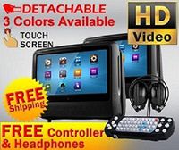 XTRONS Black 2X 9 Twin Touch Screen Car Headrest DVD Player USB SD Slot Game IR Headphones Included