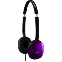 JVC Violet Flat and Foldable Colorful Flats On Ear Headphone with 3.94 foot Gold Plated Phone Slim Plug HAS160V