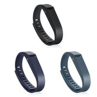 GinCoband 3 PCS Replacement Bands with Adjustable Metal Clasp for Fitbit Flex Wristband (Black&Navy&Slate, Large)