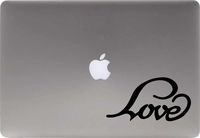 Text Love Cursive Version 2 Vinyl Decal Sticker for Computer MacBook Laptop Ipad Electronics Home Window Custom Walls Cars Trucks Motorcycle Automobile and More (Black)