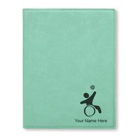 Large 9.5" X 12" Portfolio Notepad, Wheelchair Volleyball, Personalized Engraving Included (Teal)