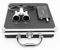 Aries Outlets 3.5x 420mm Working Distance Surgical Binocular Loupes Optical Glass with LED Head Light Lamp+Aluminum Box Black