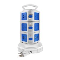 Extension Cord MAOZUA Extension Lead with USB Power Strip Tower 10 Outlet 4 USB Ports Surge Protected Extension Lead 9.8ft Cord Wire Extension 2500W Multi-Faceted Safety Sockets (10 Outlet 4 USB)