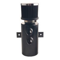 Dewhel JDM Universal Brushed Baffled Aluminum Performance Fuel Tank Oil Catch Can with Breather Filter 10 AN (Black)