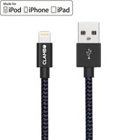 [2-Pack] Apple MFi Certified 3.3 Feet (1 m) Heavy-Duty Nylon-Braided Data Sync Lightning to USB Charger Charging Cable Cord for iPhones by Clambo - Black