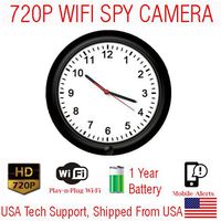 SecureGuard 720P XWALL Xtreme WIFI Battery Powered Wall Clock Spy Camera Wireless IP P2P Wi-Fi Mobile Hidden Nanny Cam Spy Camera Gadget (UP TO 1 YEAR BATTERY LIFE)