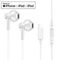 Lightning Earphones Earbuds with Microphone Wired Stereo Headphones and Noise Isolating Made Compatible with iPhone Xs Max/iPhone XR/iPhone X/iPhone 7/iPhone 8-White