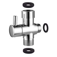 Ciencia Metal T-adapter with Shut-off T Valve, 7/8 or 15/16 and G1/2 3-way Water Tee Connector,for Handheld Toilet Bidet Spray Bathroom,Chrome, DSF006