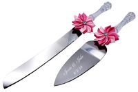 Gifts Infinity Personalized Wedding Cake Knife and Server Set Free Engraving (Pink & PK)