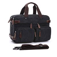 15.6" Men's Messenger Canvas Laptop Bag Hybrid Multifunction Briefcase Handbag