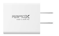 RapidX Mini PD 30W USB-C PD Wall Charger, Super Compact for iPhone, Android, Power Banks, Small Laptops, and More - White