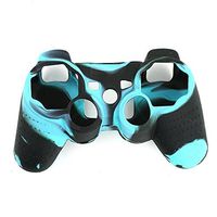 Lightning360 Premium Super Grip Glow Black Blue Silicon Protective Skin Case Cover for Sony Playstation PS3 Remote Controller