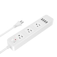 Elinker 3-Outlet Power Strip, with 4 USB Charging ports Home/Office Surge Protector with 6.6ft Extension Cord for Smartphone and Tablets White