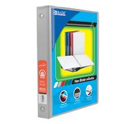 BAZIC 1" Grey 3-Ring View Binder w/ 2-Pockets, Case of 12 (4121-12)