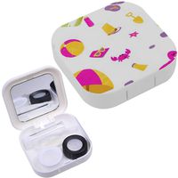 Portable Contact Lens Case Box Travel Kit Mirror + Bottle + Tweezers Container Holder [ Summer ]