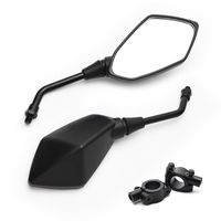 MICTUNING Universal Hawk-Eye Motorcycle Convex Rear View Mirror - with 10mm Bolt, Handle Bar Mount Clamp for Cruiser, Suzuki, Honda, Victory and More