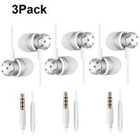 KEKU 3 Packs Earbud Headphones with Remote & Microphone, In Ear Earphone Stereo Sound Noise Isolating Tangle Free for iOS and Android Smartphones, Laptops, Gaming, Fits All 3.5mm Interface Device WHIT