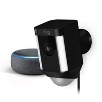 Ring Spotlight Cam Wired (Black) with Echo Dot (Charcoal)