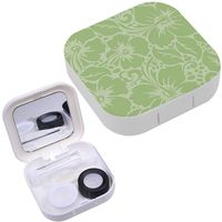 Portable Contact Lens Case Box Travel Kit Mirror + Bottle + Tweezers Container Holder [ Tropical Hawaiian Hibiscus Floral ]
