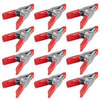 Wideskall 2" inch Mini Metal Spring Clamps w/Red Rubber Tips Clips (Pack of 12)